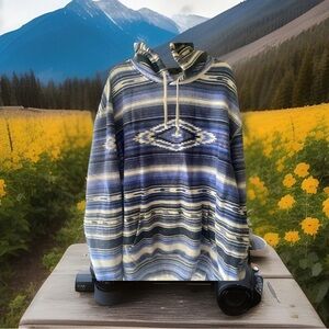 Polo Ralph Lauren 2XL Blue Southwest Sportsman Fleece Hoodie Sweater Sweatshirt